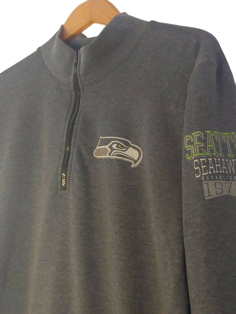 Seattle Seahawks Shirt Men 2X Pullover Long Sleeve Gray 47 Forward NFL 1/4 Zip